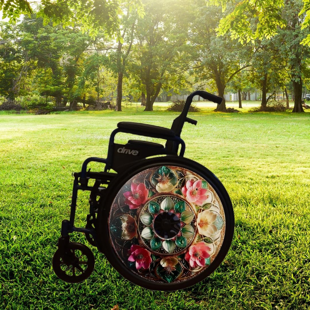Wheelchair Memorial Day Accessories, Wheelchair Wheel Covers, Designer Cover for Wheelchair Wheels, Easy Install/Remove, Lightweight, Waterproof (Royal)