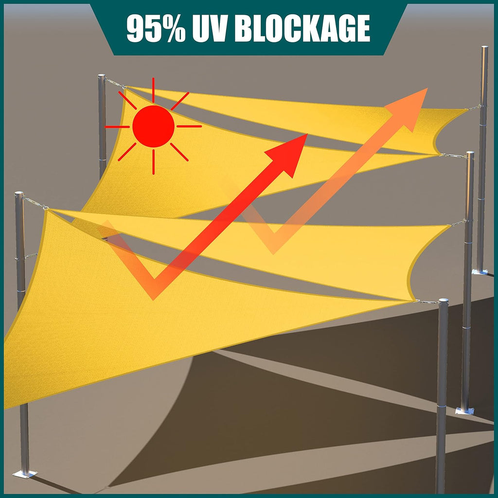 Royal Shade 14' x 20' x 24.4' Yellow Triangle Waterproof Sun Shade Sail Order to Make Canopy Awning, UPF50+ 95% UV Blockage Water Resistant, Outdoor Backyard Patio Garden (We Customize)