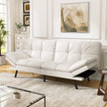 Convertible Faux Leather Futon Sofa Bed,Memory Foam Futon Couch,Small Splitback Modern Folding Loveseat Sleeper Sofa Couches for Living Room,Office,Apartment,White