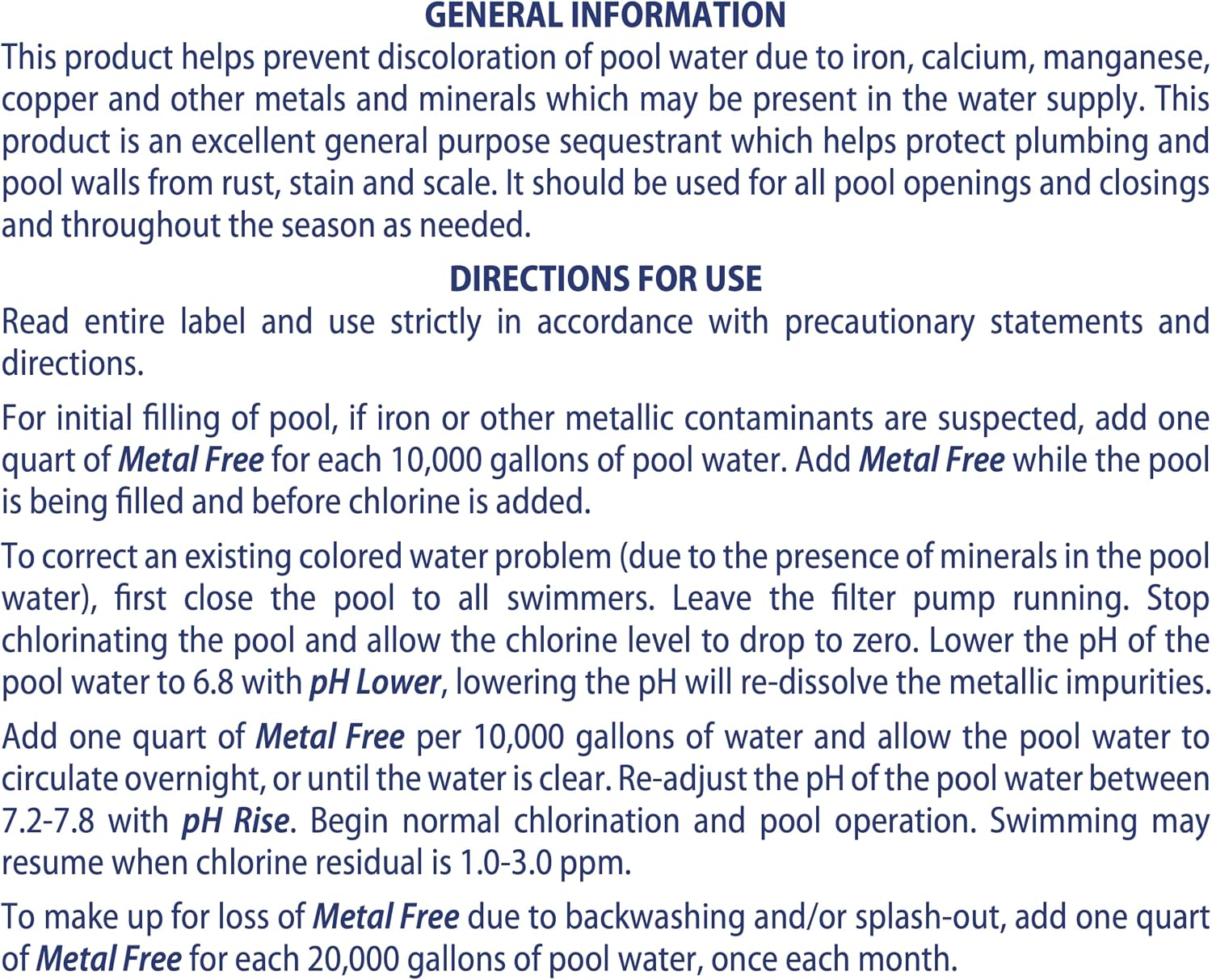 SpaChoice 1-Quart 12-Pack Premium Metal Free Pool Water Metal Remover, Pool Stain Remover, Made in USA