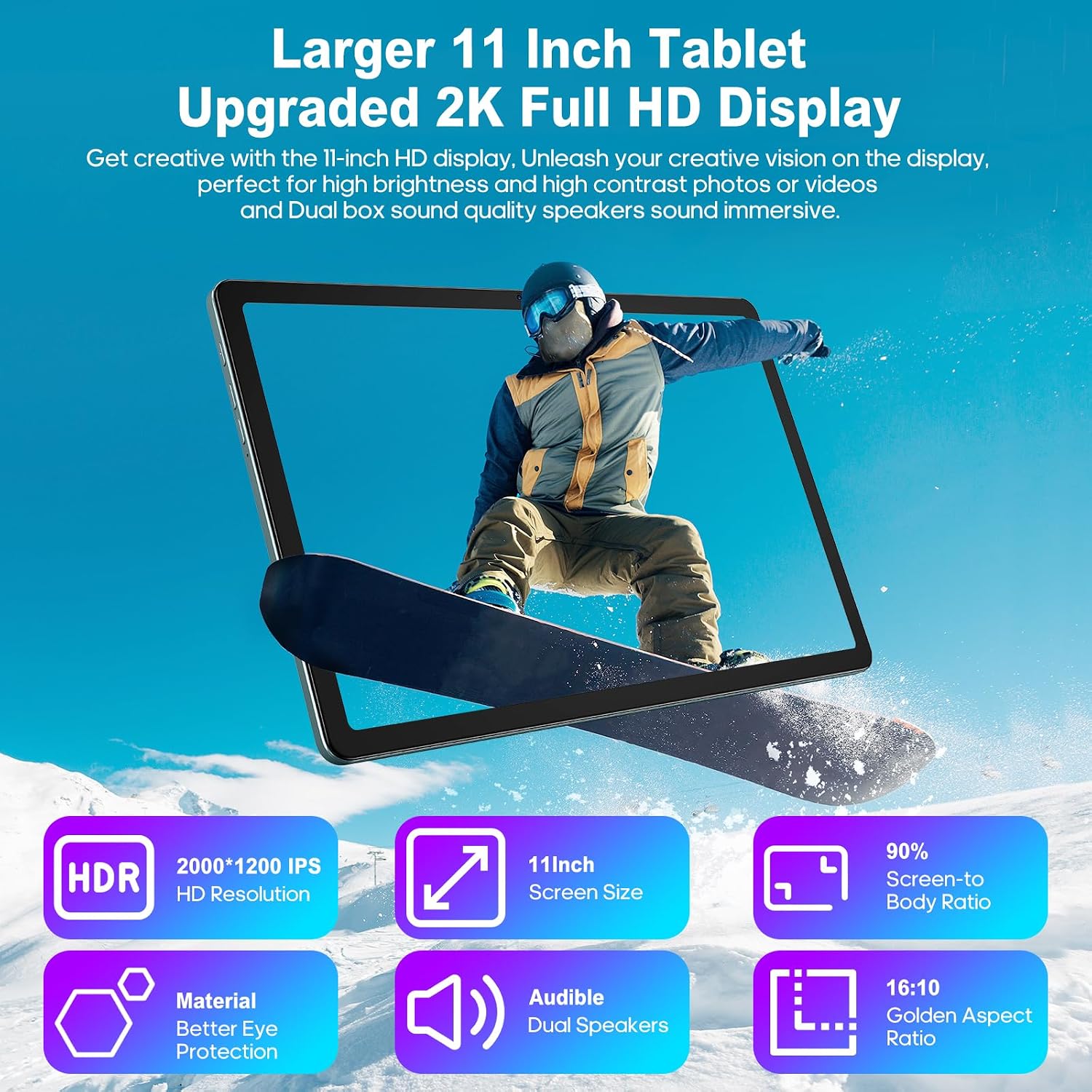 AISLPC 11 Inch Tablet Android 13 Tablets 16GB RAM+256GB ROM+1TB Expand Octa-Core Tablets PC with Dual SIM Card Slot, 2K 2000 x 1200 Display, 8+13MP Dual Camera, Bluetooth5.0, GPS, 5G/2.4G WiFi