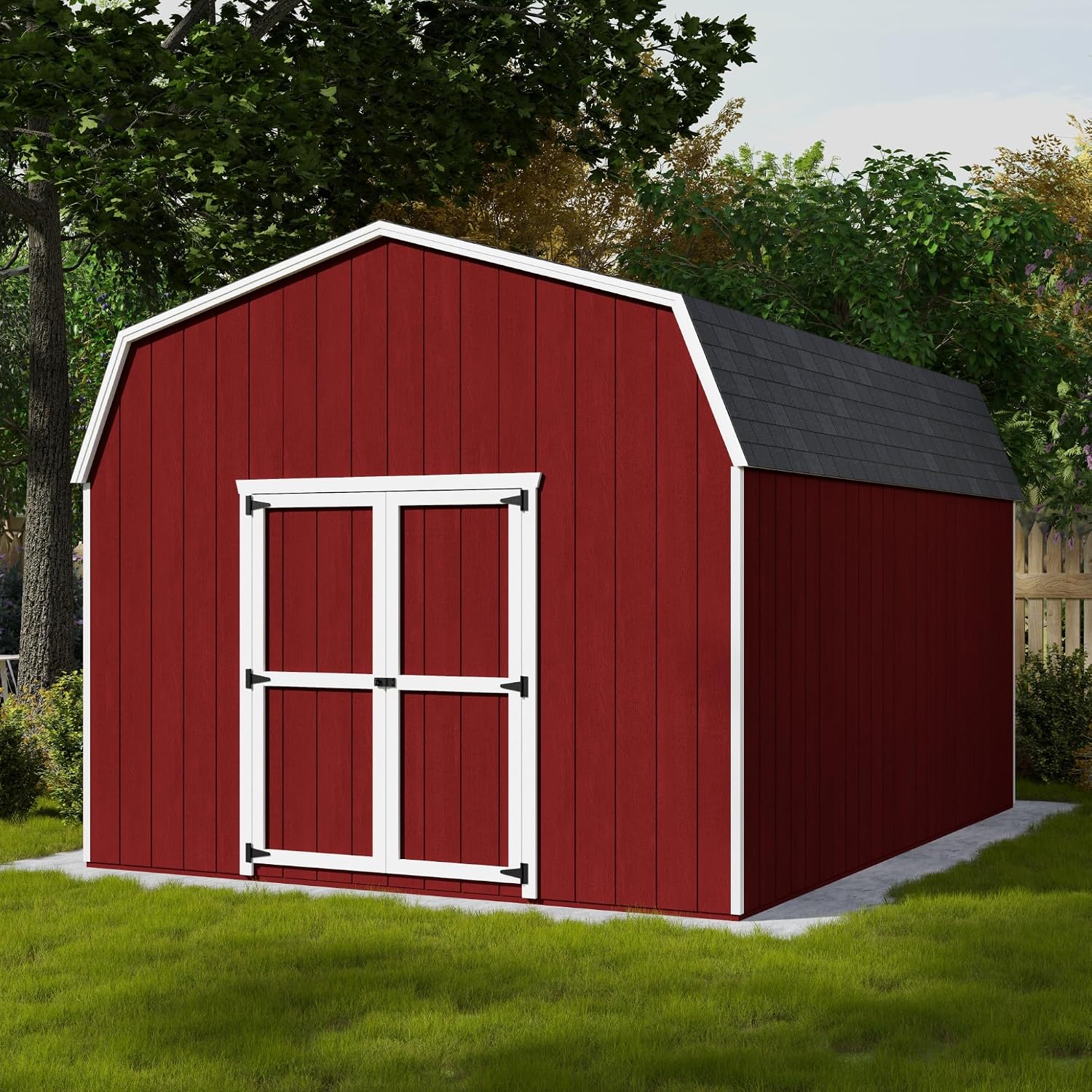 Little Cottage Co. 12x16 Value Gambrel Barn with 6 ft. Sidewalls with Floor, Outdoor Wood Storage Shed Do-It-Yourself Precut Kit