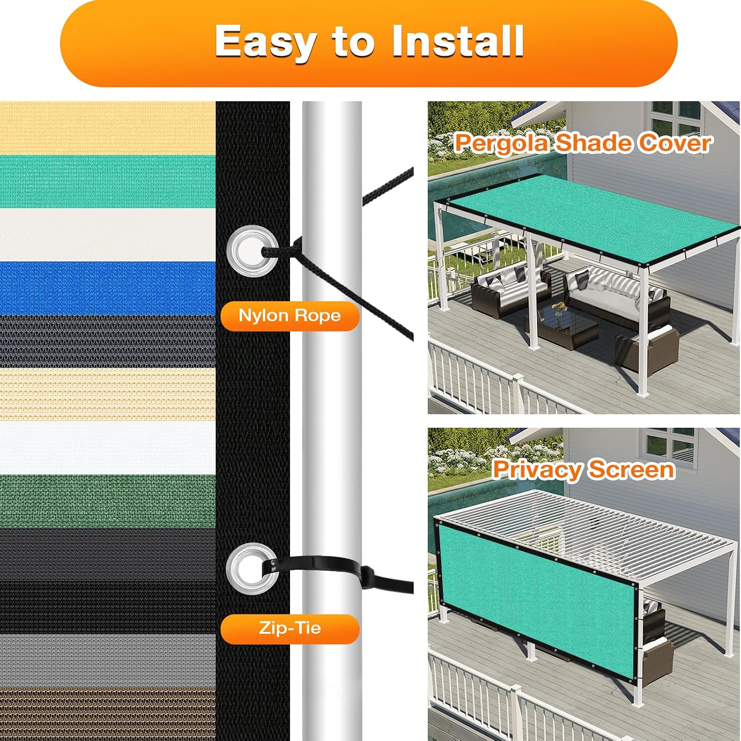 Artpuch Outdoor Pergola Shade Cover 14' X 20' Sun Shade Cloth with Grommets, 90% UV Protection Canopy Patio Privacy Screen (Customized Available) GN01New, Turquoise