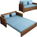 59' Convertible Sofa Sleeper,Blue Soft Cushion sectional Sleeper Couch with Reversible Chaise,solidwood Bed 3 in 1 Pull Out Couch,Walnut Color Sofa for livingroom,Apartment,Bedroom,Office