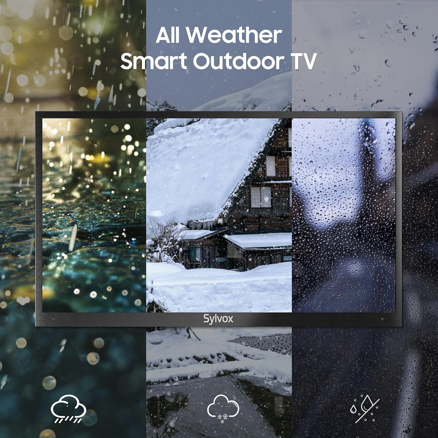SYLVOX New 55' Outdoor Smart TV, Superior Waterproof Performance, Upgraded Matte Finish for Enhanced Anti-Glare Effect, Full Metal, with Dolby Atmos, 2000nits, Full Sun Pool Pro 3.0+ Series