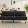 Convertible Futon Sofa Bed with Adjustable Backrest & Detachable Cushions – Plush Terry Cloth Fabric Futon Couch Bed, Morden Folding Loveseat for Living Room,Office,Apartment,Retro Black