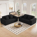 75'' Modern Cloud Loveseat Sofa Set of 2, No Assembly Required Comfy Deep Seat Couches 2 pcs for Living Room, Bedroom, Apartment (Corduroy-Black)