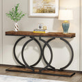 Tribesigns Industrial Console Table, 55 inch Rustic Entryway Table with Geometric Metal Frame, Narrow Wood Accent Sofa Table for Living Room, Entrance, Hallway, Rustic Brown