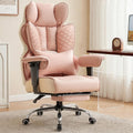 GTPOFFICE Big and Tall Office Chair 400LBS Wide Seat Computer Gaming Chair with Footrest & Comfy Lumbar Support, Leather High Back Executive Chair with Ergonomic Pressure Relief Seat Cushion, Pink