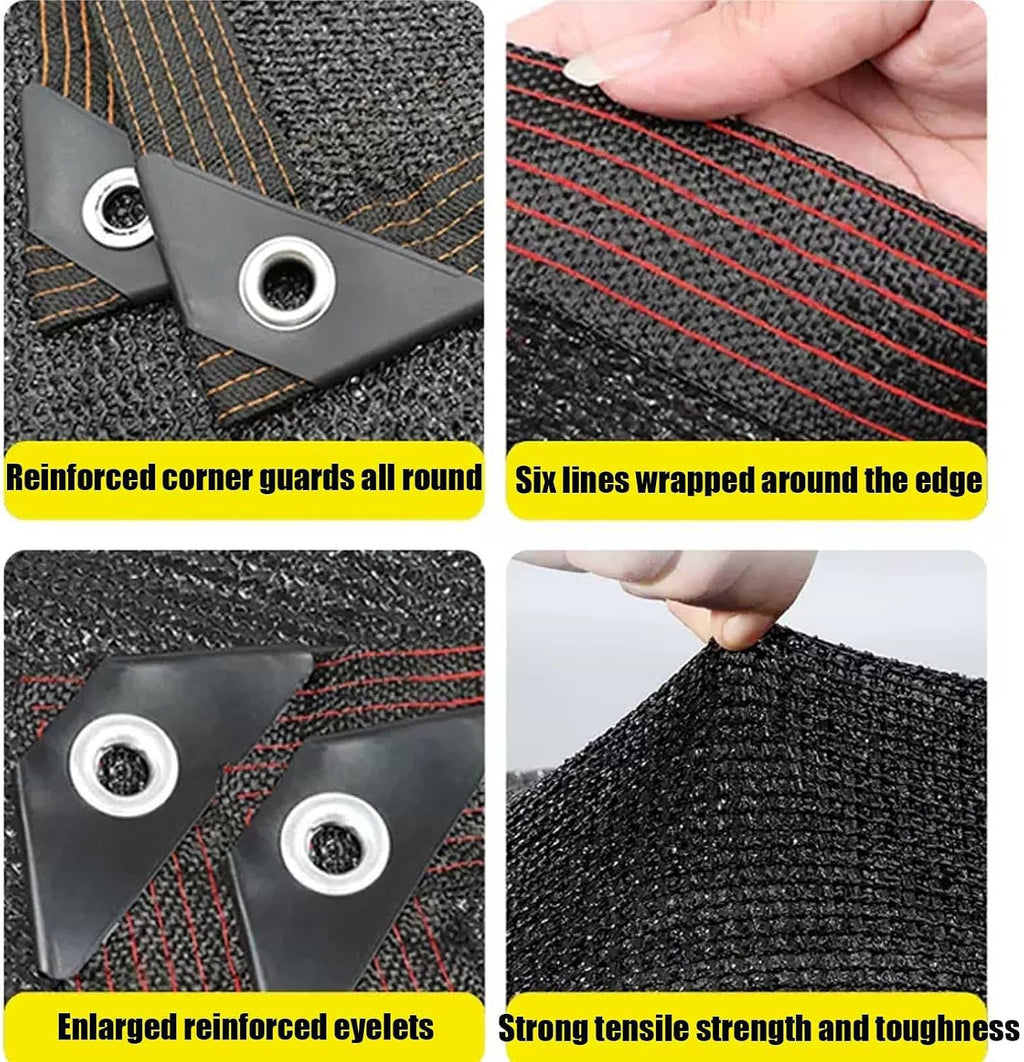 KAnduo Garden Shade Cloth, 6x6 6x12 12x16 16x20ft Black Sun Shade Net, Mesh Sun Shade Tarp with Lashings and Ties Grommets, Sunblock Shade Cloths for Plants Cover, Patio(26.2x36ft)