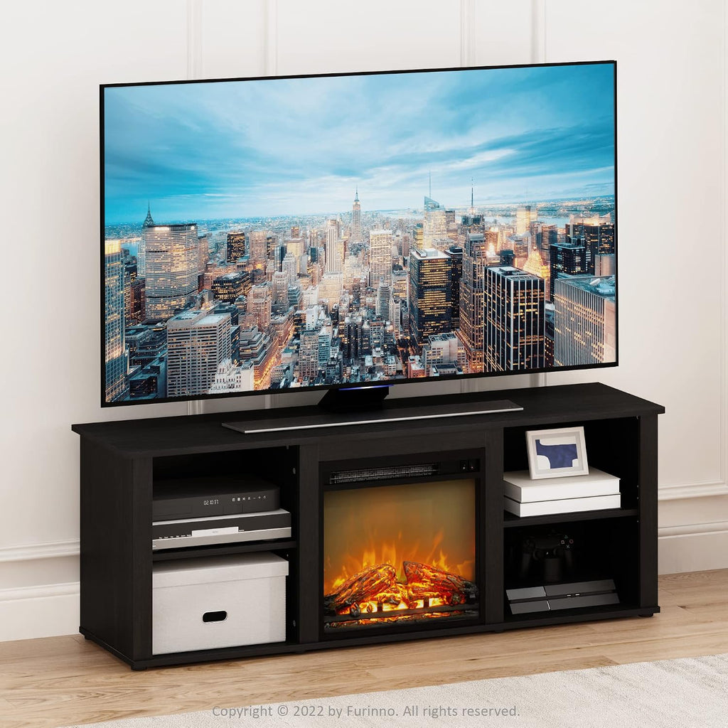 Furinno Classic 60 Inch TV Stand with Fireplace, Americano