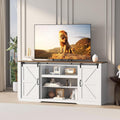 GarveeLife Farmhouse TV Stand for Televisions Up to 80 in,Sliding Barn Doors and Storage Cabinets, Console Table and Media Furniture for Living Room, 70 in, Rustic White