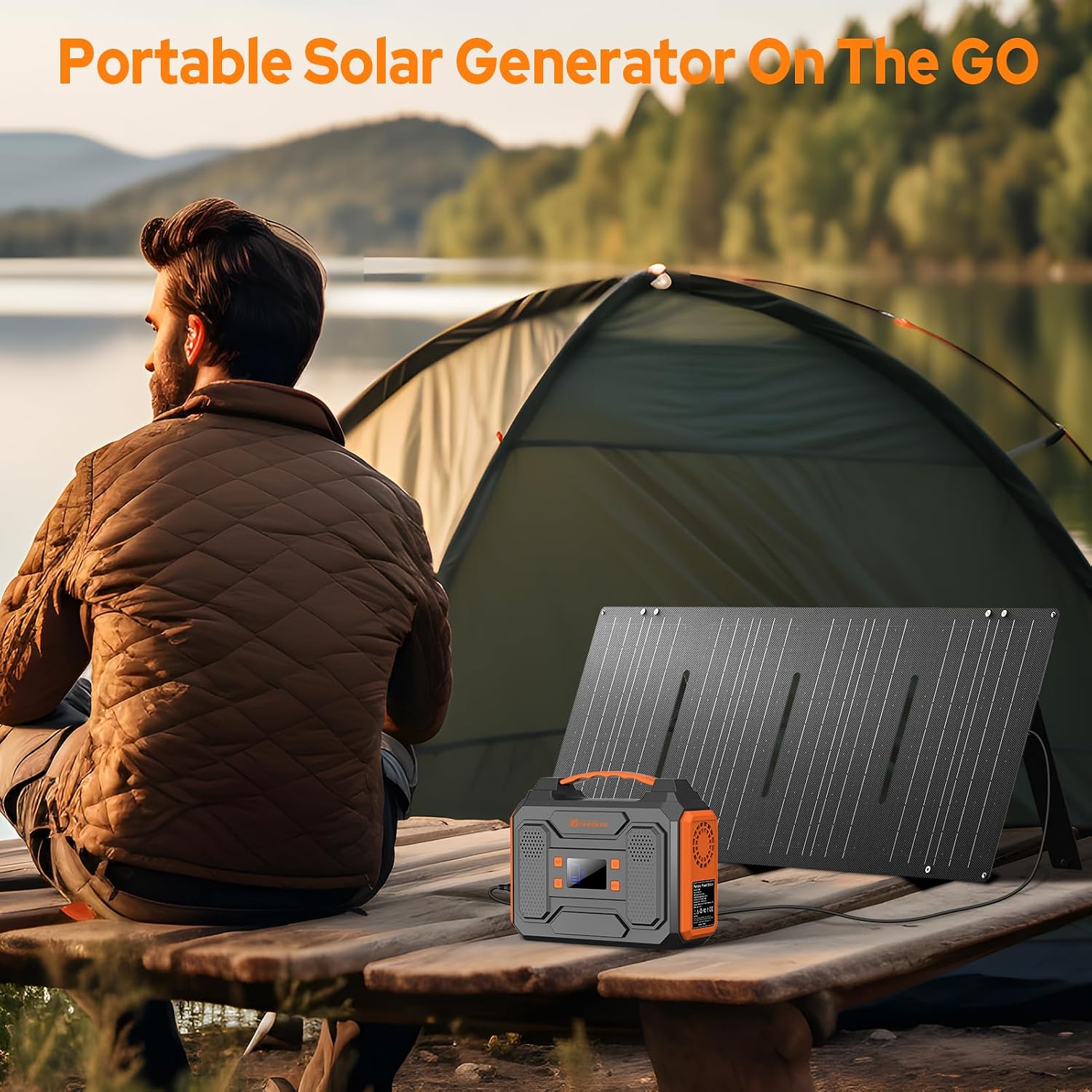 Portable Power Station with Solar Panel 40W, 300W Solar Generator with Panels, Portable 110V AC Outlet Camping Solar Power Bank Generators Battery Pack for Laptop Device Home RV Outdoor Power Outage