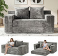 Boneless Couch Loveseat Sleeper, Convertible Sofa Bed Folding Couch Bed, Boneless Chair Bed & Futon Sofa Bed, Small Pull Out Couch Foldable with 4 Pillows for Living Room, Light Grey