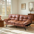 MUUEGM Futon Sofa Bed 71' Walnut Convertible Memory Foam Futon Couch Bed Modern Loveseat Sleeper with Adjustable Backrests Armrests for Living Room,Small Space,Office