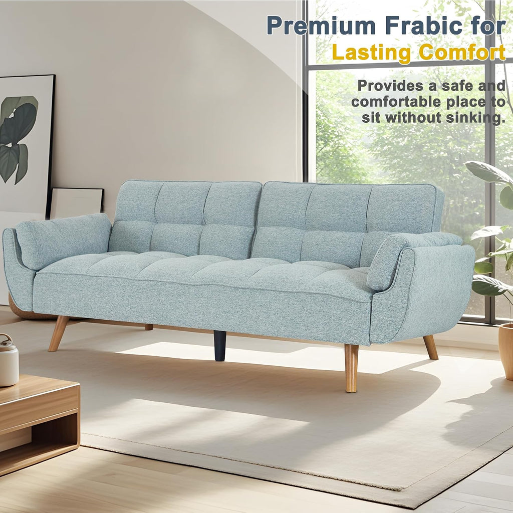 Convertible futon Sofa Bed, Sleeper Sofa Bed with Adjustable backrest, Small Space Small Sofa, Living Room, Bedroom (Light Gray)