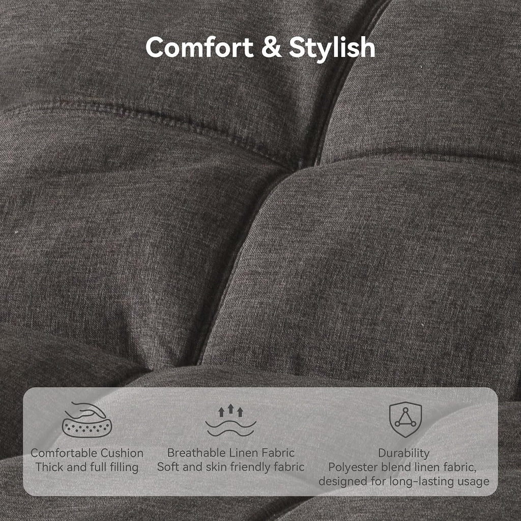 Convertible Futon Sofa Bed,71' Modern Fabric Futon Couch with Adjustable Backrest&Armrest,Small Loveseat Sleeper Sofa,Dorm Futonsofa for Apartment,Living Room,Detachable Cushions,Flint Grey