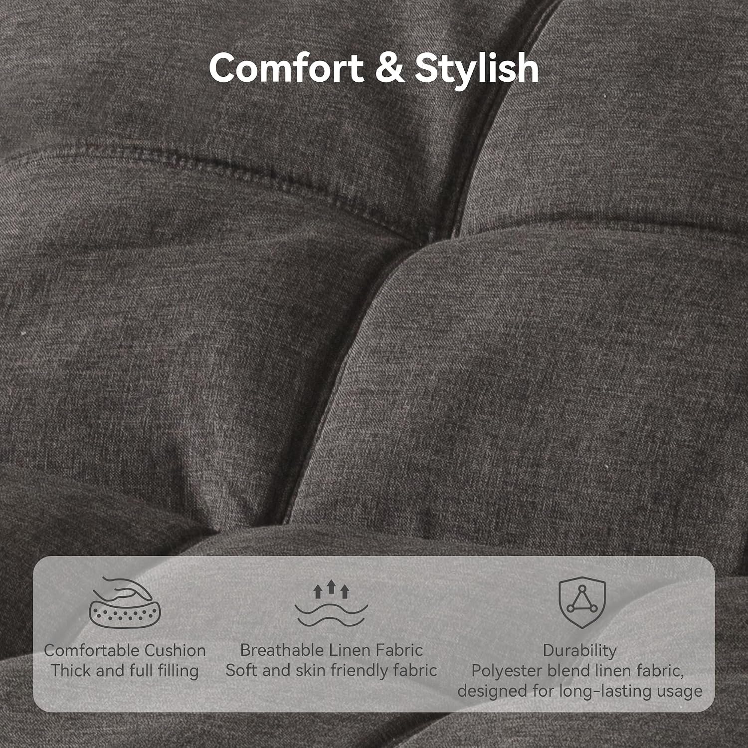 Convertible Futon Sofa Bed,71' Modern Fabric Futon Couch with Adjustable Backrest&Armrest,Small Loveseat Sleeper Sofa,Dorm Futonsofa for Apartment,Living Room,Detachable Cushions,Flint Grey