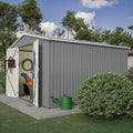 YOPTO 10X10 FT Outdoor Storage Shed,Metal Shed W/Lockable Doors,Air Vents & Sloped Roof,Garden Tool House W/Updated Frame Structure,for Backyard Patio Lawn,Gray