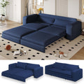 93' King Pull Out Sofa Bed, Teddy Sleeper Sofa Couch, Modern Wide Armrest, 3 in 1 Convertible Futon Couches for Living Room, Small Space, Apartment, Office, Bedroom, Blue
