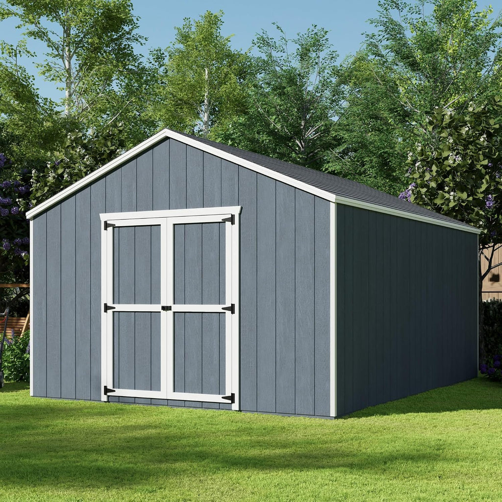 Little Cottage Co. 12x16 Value Gable Shed with Floor, Outdoor Wood Storage Do-It-Yourself Precut Kit