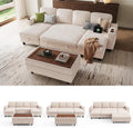 LINSY HOME Sectional Sleeper Sofa with Pull Out Couch Bed for Living Room (Beige) | Plush Corduroy, Storage Ottoman, Storage Chaise, Pull Out Couch, USB Charging