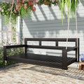 Harper & Bright Designs Patio Wooden Twin Size Porch Swing Daybed Frame, Garden Swing Bench Chair with 4 Hanging Ropes for Backyard,Outdoor,Black