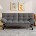 Convertible Futon Sofa Bed,Linen Futon Couch with Detachable Cushion,Adjustable Backrest & Armrest,Modern Small Loveseat Sleeper Recliner for Living Room,Office,Apartment,Grey