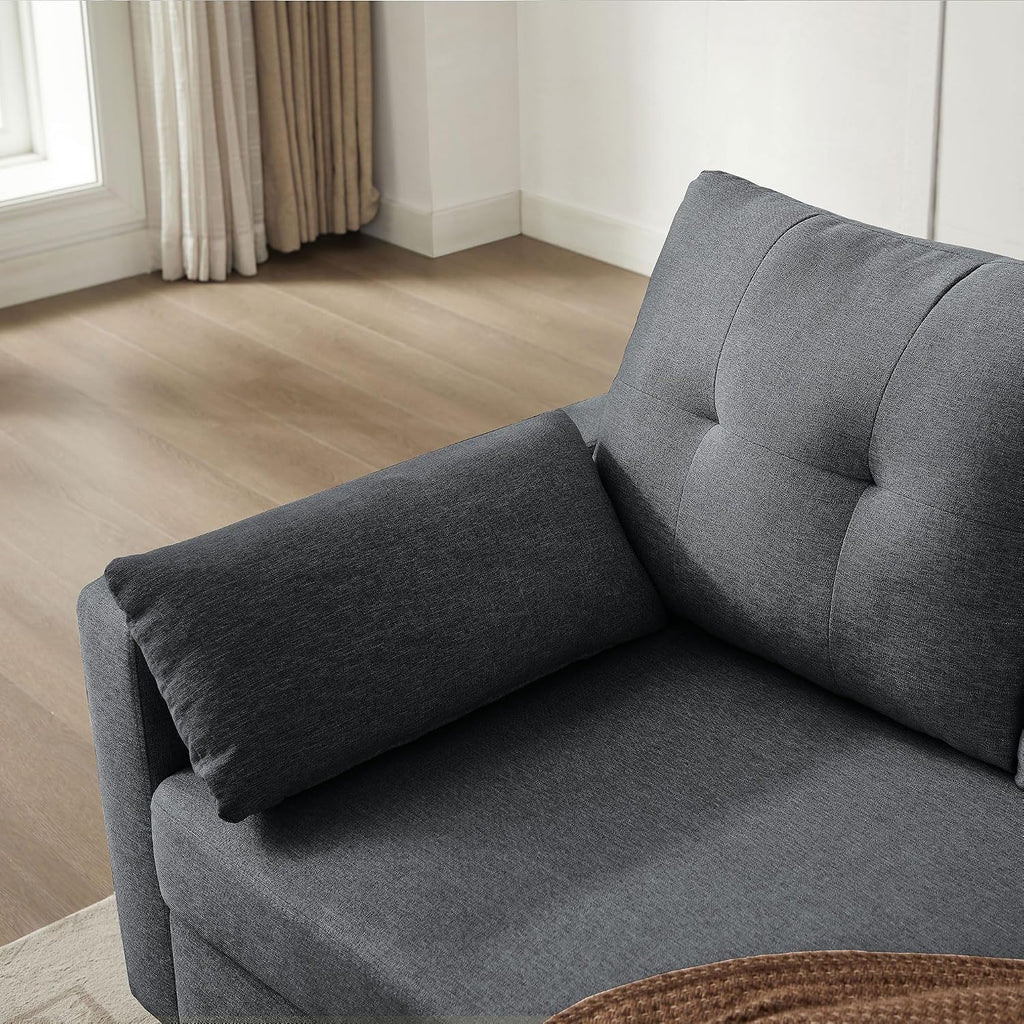 101' Convertible Sectional Sofa, Modern Linen Fabric U-Shaped Couch with 2 Storage Ottomans and Storage Pocket, 4 Seat Sofa Couches for Living Room, Apartment, Office, Darkgrey