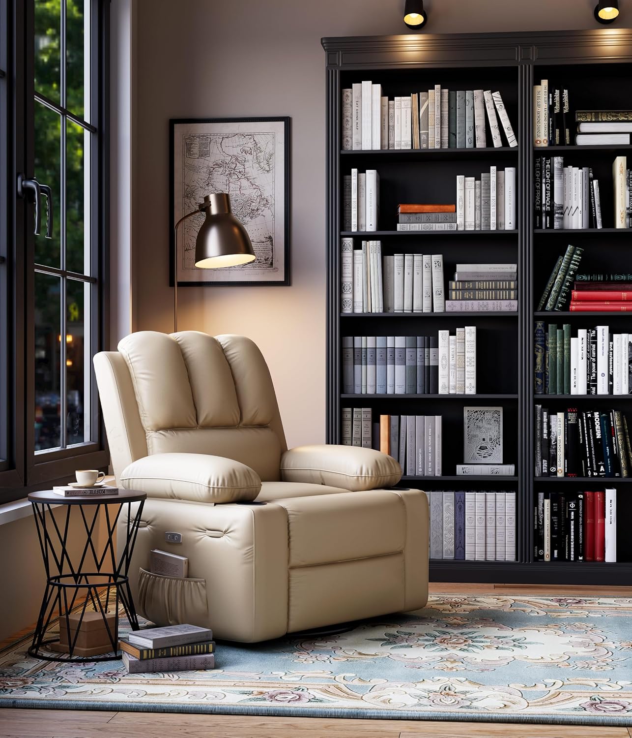 Electric Recliner Chair for Living Room, 360° Swivel Electric Massage Recliner Chair, with Massage & Heat, USB Port, Cup Holders, Side Pocket, Ergonomic Lounge, Adults, Nursery or Bedroom