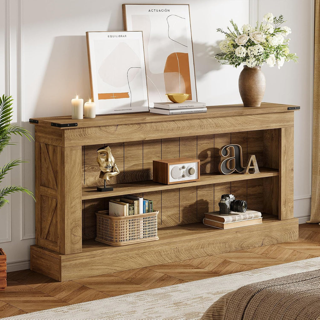Tribesigns Farmhouse TV Stand for 70-Inch TV, 63' Entertainment Center with Storage, Modern Media Console Table for Living Room, Bedroom (Natural)