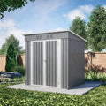 6 x 4 FT Outdoor Storage Shed, Metal Garden Shed with Floor Frame, Small Tool Shed Outdoor Storage with Lockable Sliding Doors & Air Vents, Storage House Waterproof for Backyard, Lawn, Grey