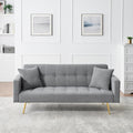 Eafurn Teddy Fleece Folding Sleeper Sofa Bed Convertible Futon Loveseat Couch with 3 Adjustable Backrest, Tufted Recliner Lounge Sofabed Daybed with Golden Metal Legs for Living Room Apartment