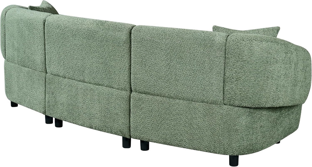Christopher Knight Home Obito Boucle Upholstered 3-Seater Sofa, Modern Home Sofa Living Room, Wooden Large Upholstered Sofa Couch for Apartment/Home Office, Olive Green