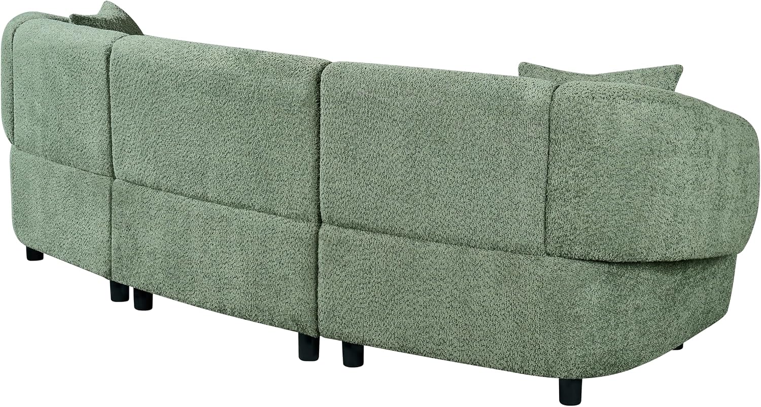 Christopher Knight Home Obito Boucle Upholstered 3-Seater Sofa, Modern Home Sofa Living Room, Wooden Large Upholstered Sofa Couch for Apartment/Home Office, Olive Green