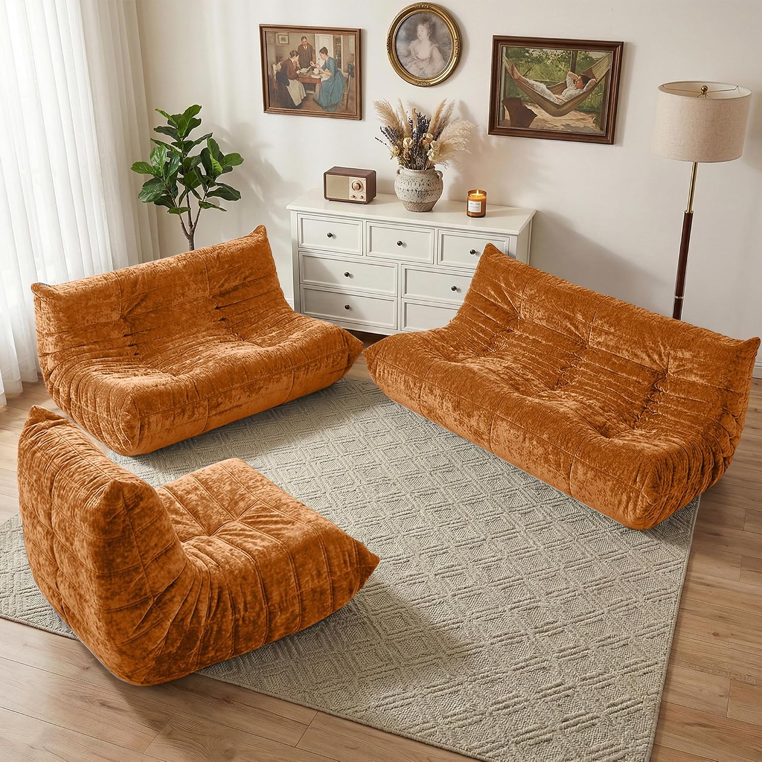 HABUTWAY Bean Bag Chair, Giant Bean Bag Chairs for Adults, 3 Seater Fireside Chair, Lazy Large Floor Bean Bag Sofa for Living Room, Bedroom, Dorm, Office (Brown)
