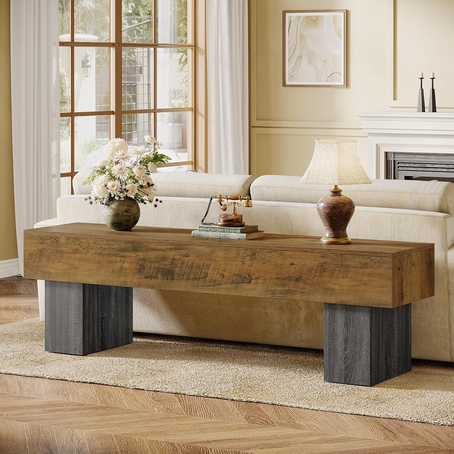 Tribesigns 63' TV Stand, Farmhouse Entertainment Center, Low TV Console Table for Living Room, Long Media Console Television Stands for 55/60/65 Inch TV