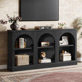 Tribesigns TV Stand for 55/60/65 Inch TV, Farmhouse Entertainment Center with Storage Cabinets, Modern Media Television Console Table for Living Room Bedroom, Black