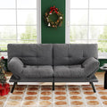 Convertible Futon Sofa Bed,71' Modern Fabric Futon Couch with Adjustable Backrest&Armrest,Small Loveseat Sleeper Sofa,Dorm Futonsofa for Apartment,Living Room,Detachable Cushions,Fog Grey