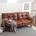 Convertible Futon Sofa Bed,71' Modern Premium Faux Leather Futon Couch with Adjustable Backrest&Armrest,Small Loveseat Sleeper Sofa,Dorm Futonsofa for Apartment,Living Room,Whisky Brown