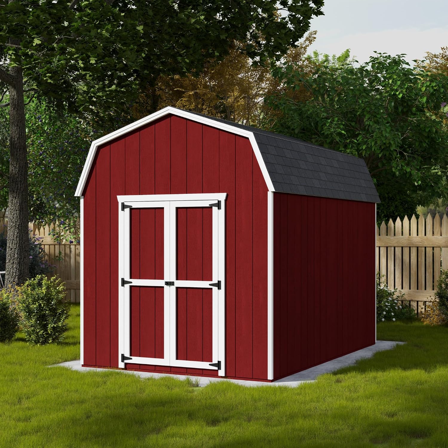 Little Cottage Co. 8x12 Value Gambrel Barn with 6 ft. Sidewalls with Floor, Outdoor Wood Storage Shed Do-It-Yourself Precut Kit