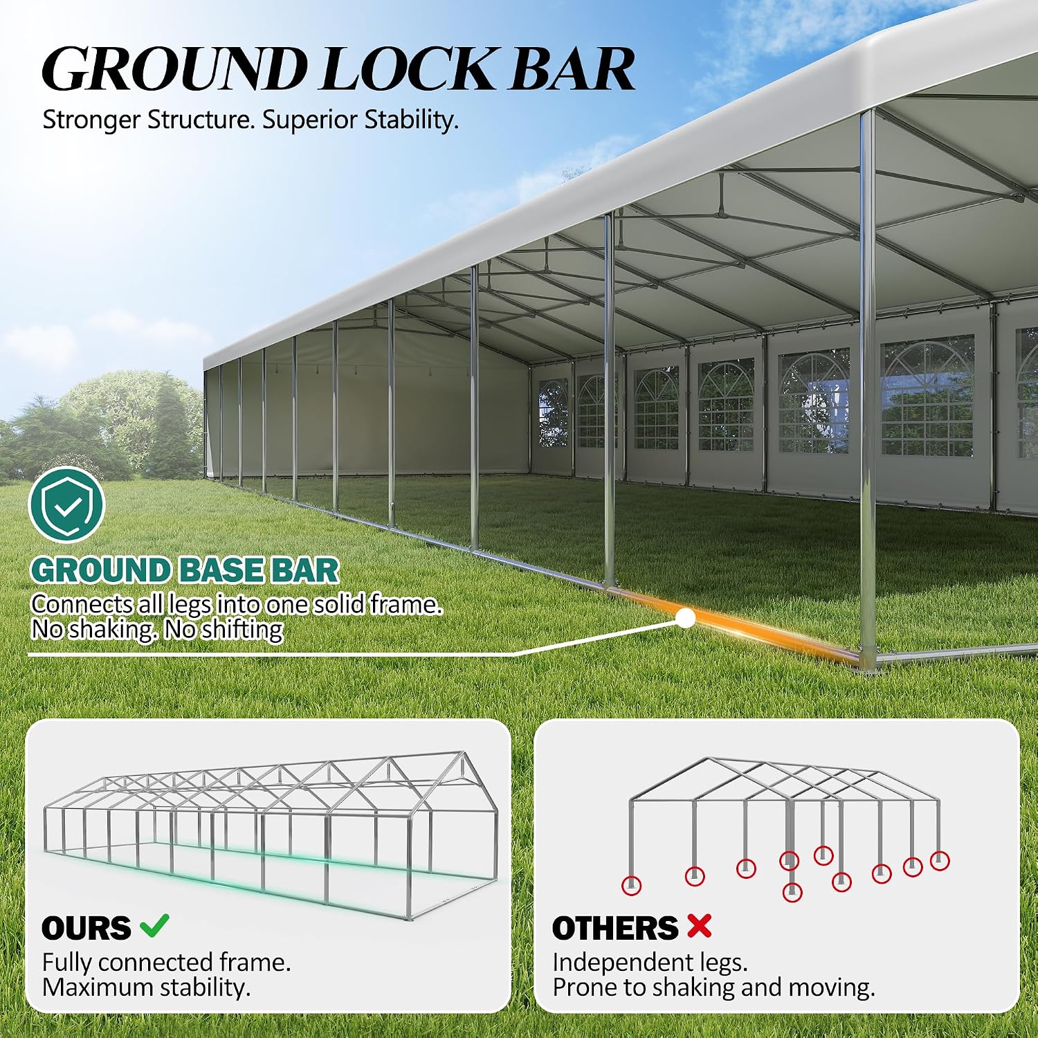GARTOO 20' x 60' Canopy Party Tent & Carport - Heavy Duty Outdoor Wedding Gazebo with 4 Sand Bags, Event Shelter Canopy for Outdoor Event, Wedding, Birthday Party