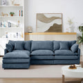 Eafurn Oversized Reversible Modular Sectional Sofa with Movable Ottoman, 4 Seater Convertible L Shaped Corner Couch Modern Chenille Sofa Set w/Double Layers Seat Cushions for Living Room Apartment