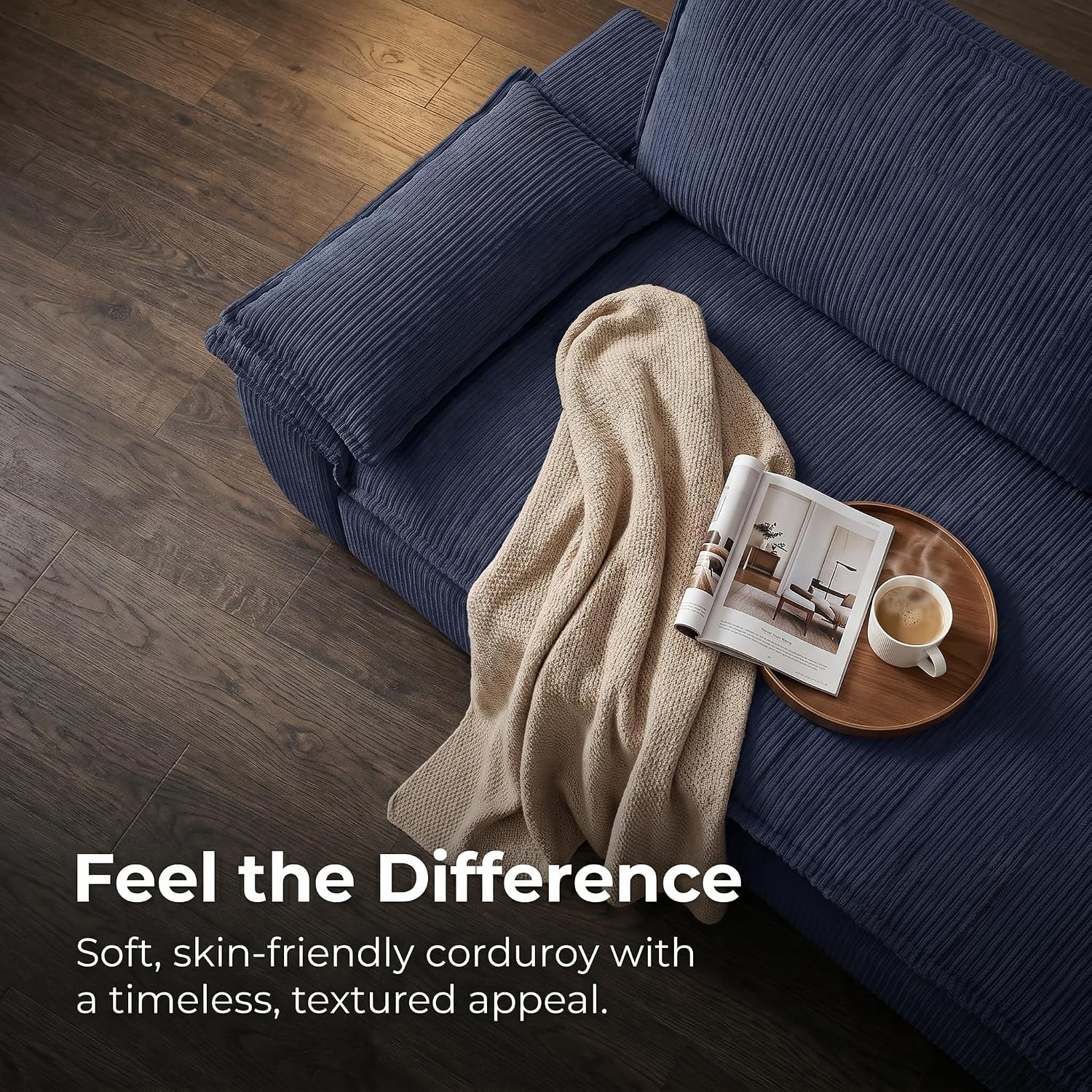73.2' Sofa Bed Queen, 3-in-1 Pull Out Sofa Bed with Pillow Armrest, Modern Corduroy Convertible Sleeper Futon Sofa for Living Room Small Space, Apartment, Bedroom, Blue