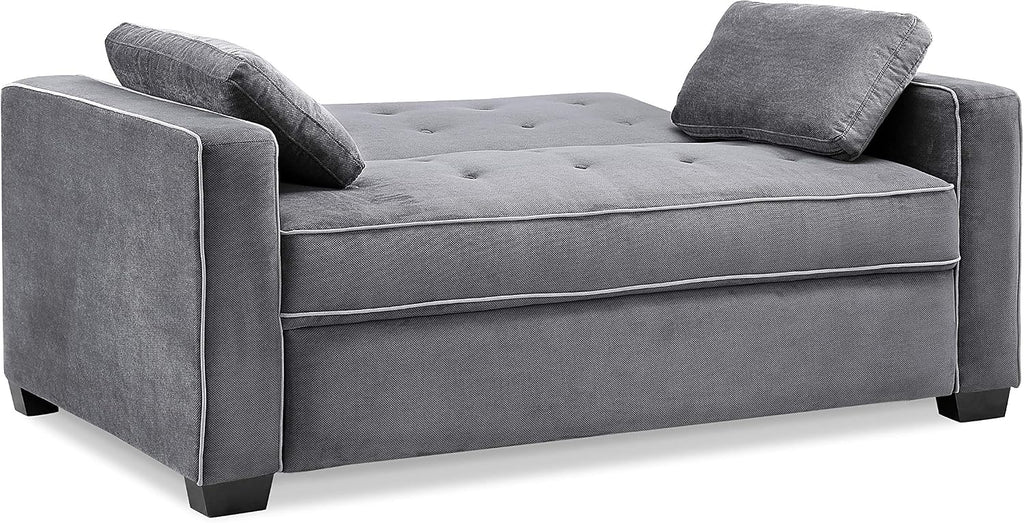 Serta Ainsley 66.5' Convertible Sleeper Loveseat, Full Size, Dreamcoil Comfort, Soft Woven Fabric, Charcoal