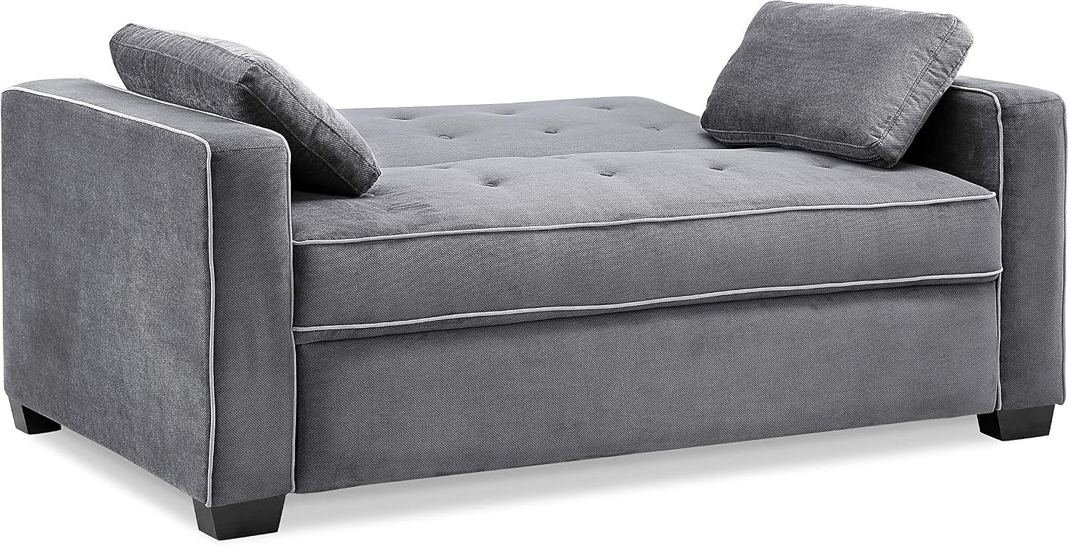 Serta Ainsley 66.5' Convertible Sleeper Loveseat, Full Size, Dreamcoil Comfort, Soft Woven Fabric, Charcoal