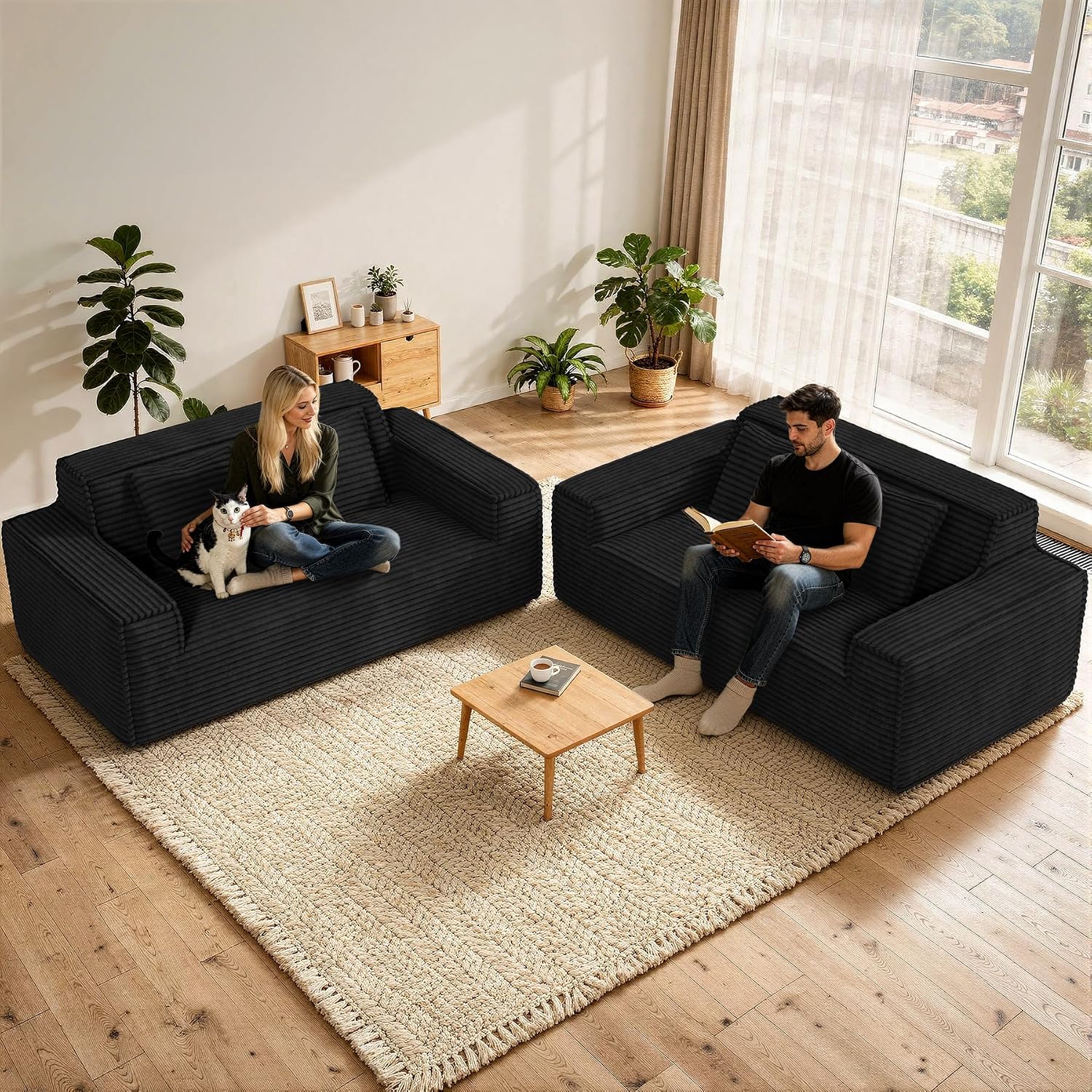 75'' Cloud Loveseat Sofa, No Assembly Required Comfy Deep Seat Couches 1 pcs for Living Room, Bedroom, Apartment