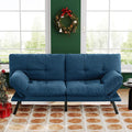 Convertible Futon Sofa Bed,71' Modern Fabric Futon Couch with Adjustable Backrest&Armrest,Small Loveseat Sleeper Sofa,Dorm Futonsofa for Apartment,Living Room,Detachable Cushions,Navy Blue