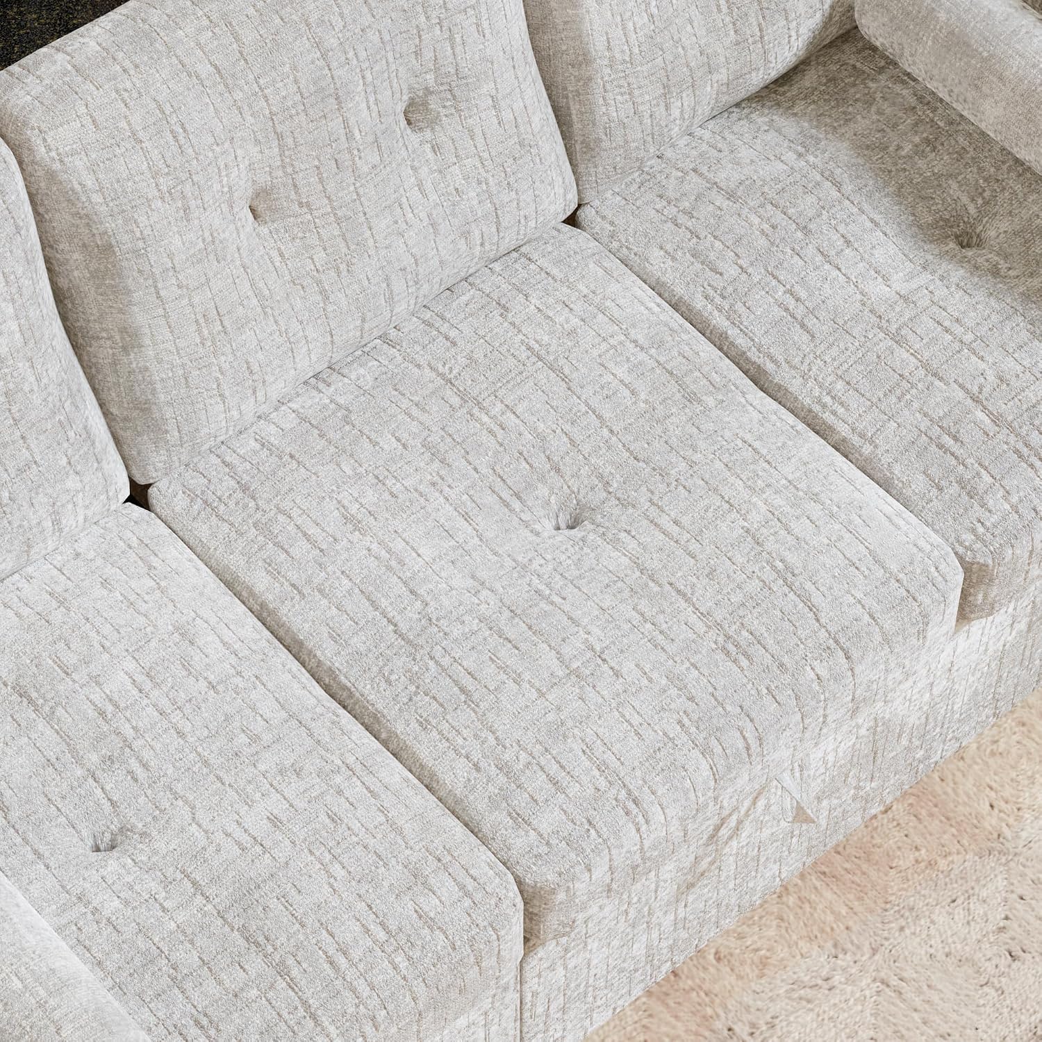 Convertible Sleeper Sofa Bed, 63 Inch Chenille Pull Out Couch with Side Table & Adjustable Backrest, Sectional Sleeper Sofa with Pull Out Bed for Living Room, Apartment, Beige