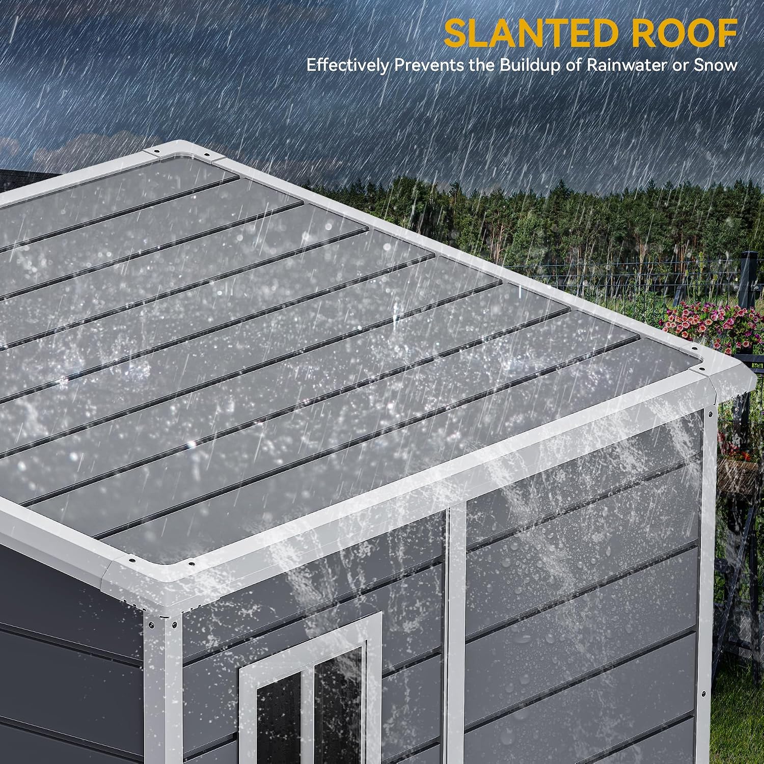 DWVO 5x4 FT Outdoor Storage Shed with Reinforced Floor, All-Weather Resin Storage Shed with Lockable Door & Window, Waterproof Plastic Tool Storage for Garden, Backyard, Patio, Lawn